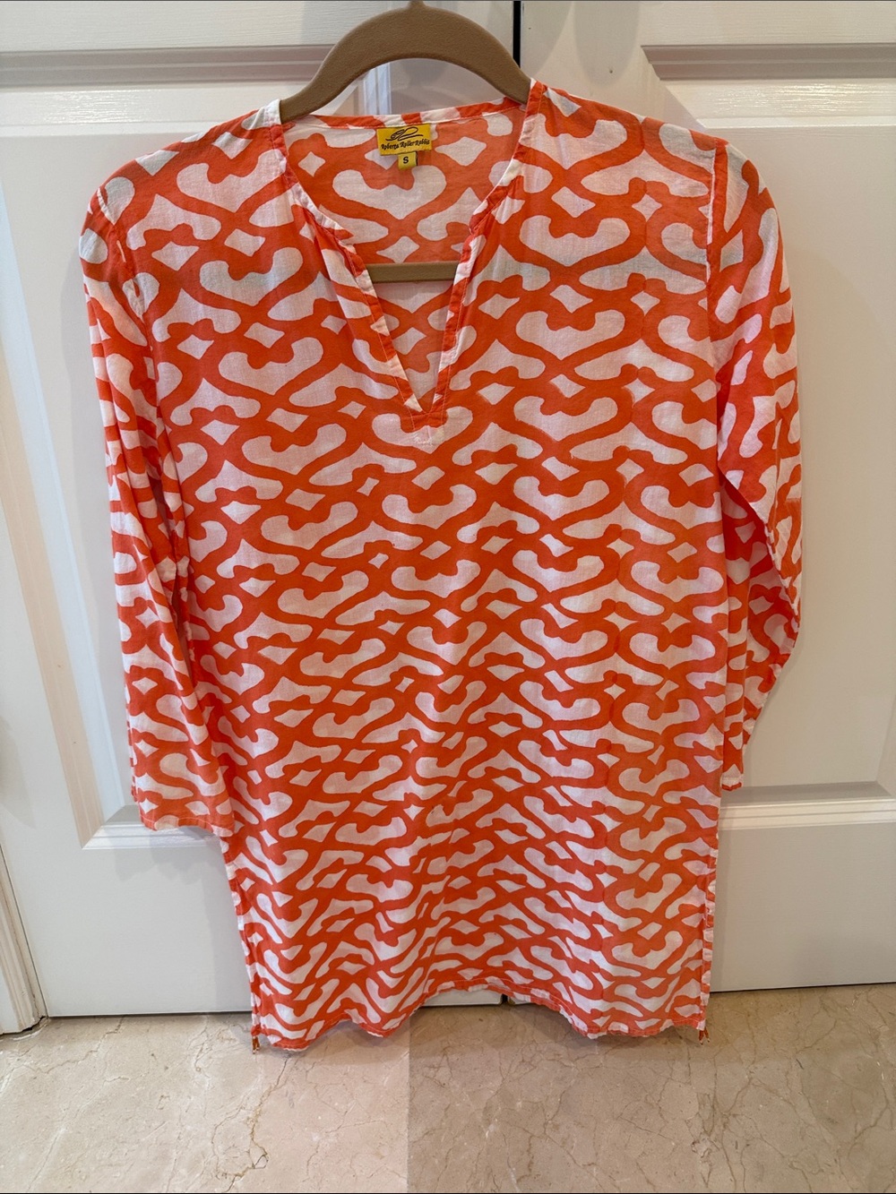 Roberta Roller Rabbit Orange & White Abstract Beach Cover up